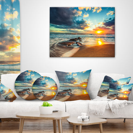 Beautiful Cloudscape over the Sea - Modern Beach Throw Pillow
