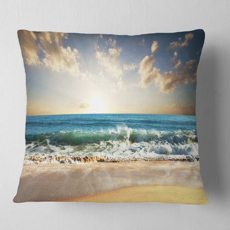 Cloudy Sky and Vibrant Blue Sea - Seascape Throw Pillow