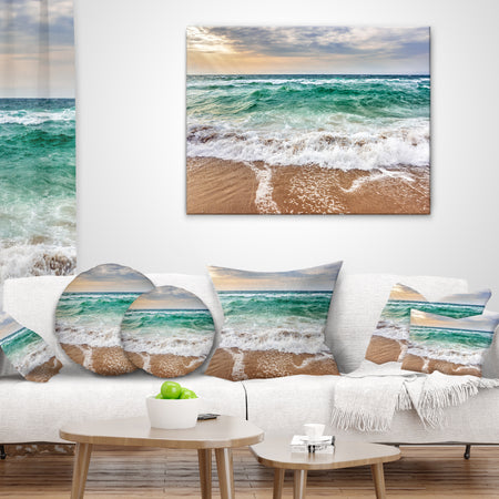 Crystal Clear Blue Foaming Waves - Seascape Throw Pillow