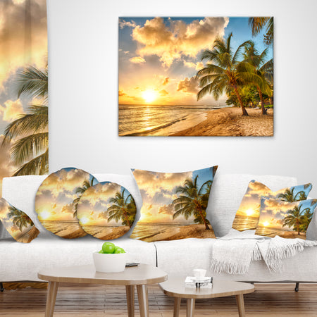 Gorgeous Beach of Island Barbados - Modern Seascape Throw Pillow