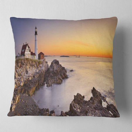Portland Head Lighthouse Maine - Modern Seascape Throw Pillow