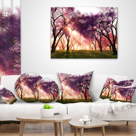 Cherry Blossoms Japan Garden - Landscape Printed Throw Pillow