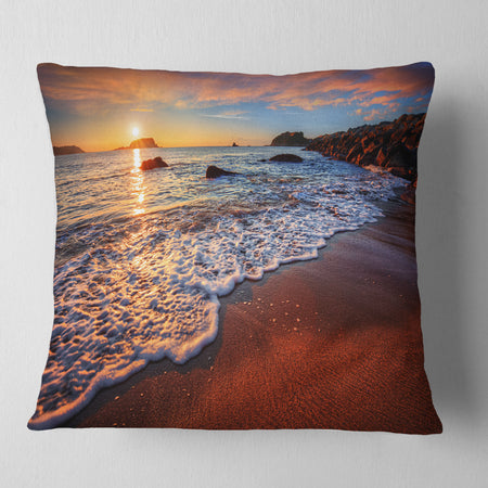 Stunning Ocean Beach at Sunset - Seashore Throw Pillow
