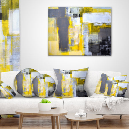 Grey and Yellow Blur Abstract - Abstract Throw Pillow