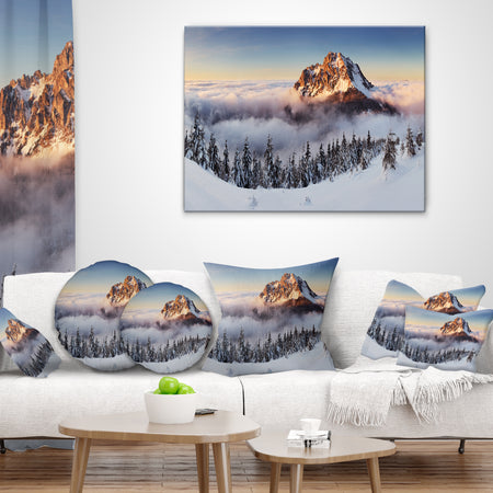 Winter Mountain Landscape - Photography Throw Pillow