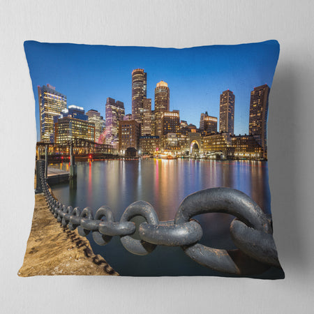 Boston Skyline at Dusk - Cityscape Photo Throw Pillow
