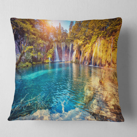 Turquoise Water and Sunny Beams - Landscape Photography Throw Pillow