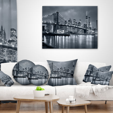 Panorama New York City at Night - Cityscape Throw Pillow