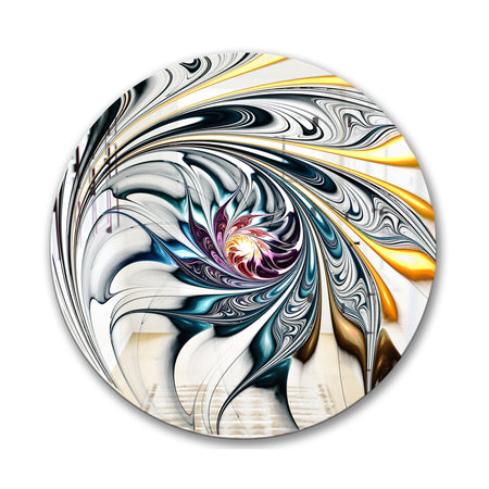 White Stained Glass Floral Art - Modern Mirror - Contemporary Oval or Round Wall Mirror