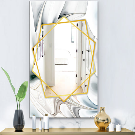 White Stained Glass Floral Art - Modern Mirror - Frameless Contemporary Wall Mirror