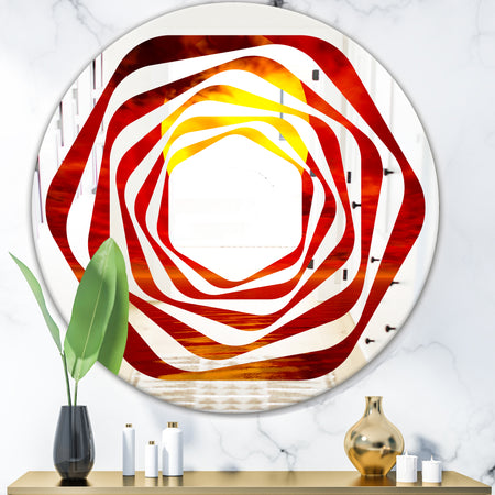 Golden Sun Sinking in Red Waters - Modern Round or Oval Wall Mirror - Whirl