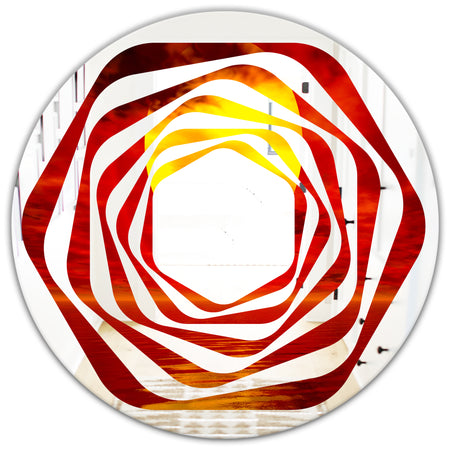 Golden Sun Sinking in Red Waters - Modern Round or Oval Wall Mirror - Whirl
