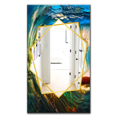 Colored Ocean Waves Falling Down - Traditional Mirror - Frameless Wall Mirror