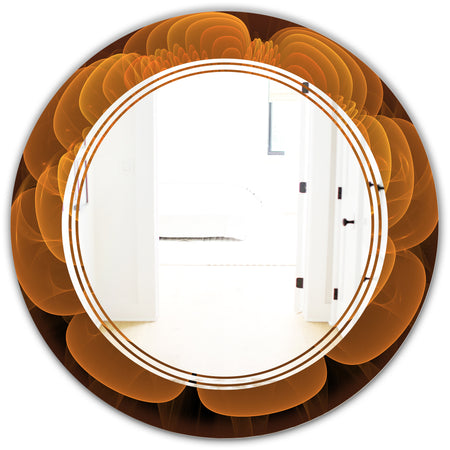 Water Lily Digital Art Fractal Flower - Modern Round or Oval Wall Mirror - Triple C