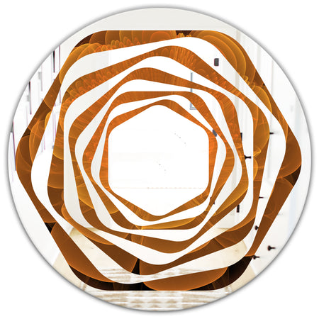 Water Lily Digital Art Fractal Flower - Modern Round or Oval Wall Mirror - Whirl