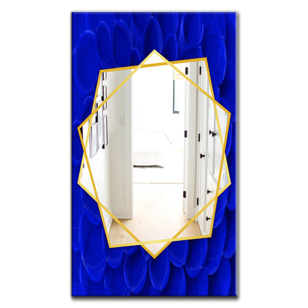 Abstract Blue Flower Petals - Traditional Mirror - Frameless Wall Mirror