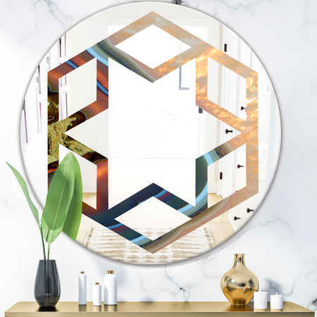 Abstract Mineral Texture - Modern Round or Oval Wall Mirror - Hexagon Star