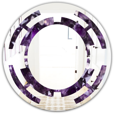 Amethyst geode - Modern Round or Oval Wall Mirror - Space