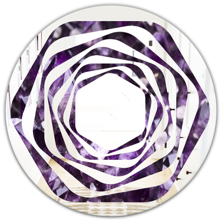 Amethyst geode - Modern Round or Oval Wall Mirror - Whirl