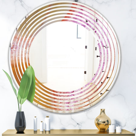 Crystals of Amethyst in Agate - Modern Round or Oval Wall Mirror - Wave