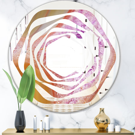 Crystals of Amethyst in Agate - Modern Round or Oval Wall Mirror - Whirl