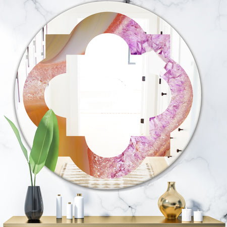 Crystals of Amethyst in Agate - Modern Round or Oval Wall Mirror - Quatrefoil