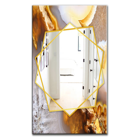 Natural Brown Agate At Crystals - Modern Mirror - Frameless Contemporary Wall Mirror