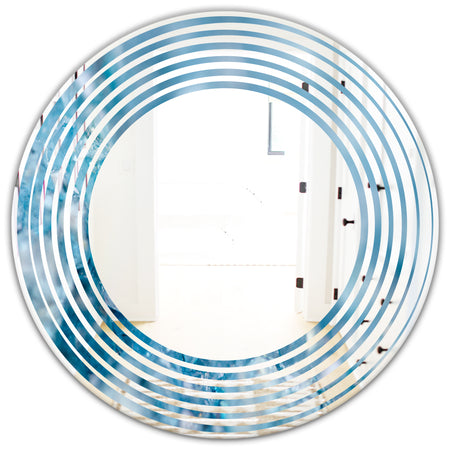 Blue crystals Agate - Modern Round or Oval Wall Mirror - Wave