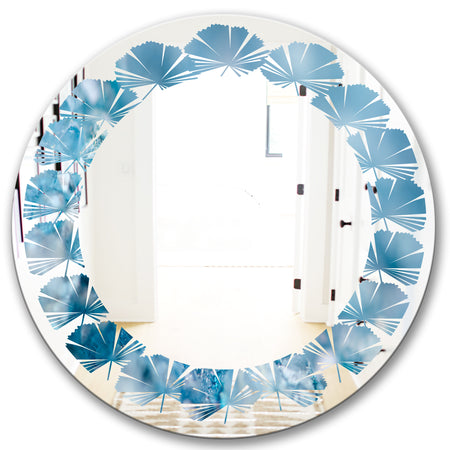 Blue crystals Agate - Modern Round or Oval Wall Mirror - Leaves