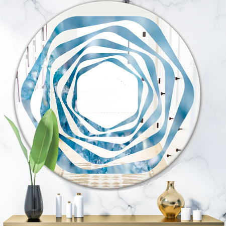 Blue crystals Agate - Modern Round or Oval Wall Mirror - Whirl