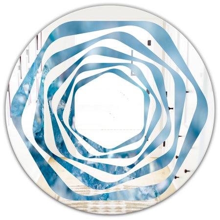 Blue crystals Agate - Modern Round or Oval Wall Mirror - Whirl