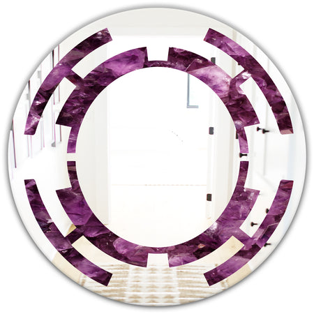 Purple Gems - Modern Round or Oval Wall Mirror - Space