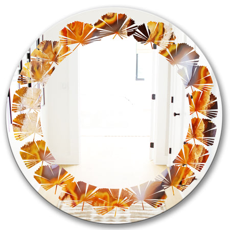 Fire With Rrystals - Modern Round or Oval Wall Mirror - Leaves