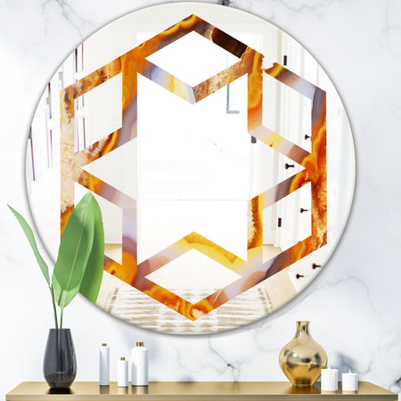 Fire With Rrystals - Modern Round or Oval Wall Mirror - Hexagon Star
