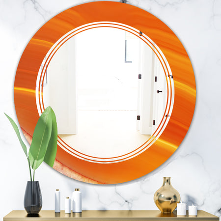 Brown agate in Wave pattern - Modern Round or Oval Wall Mirror - Triple C