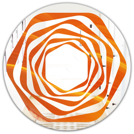 Brown agate in Wave pattern - Modern Round or Oval Wall Mirror - Whirl