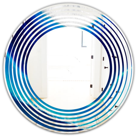 Blue Slice agate crystal - Modern Round or Oval Wall Mirror - Wave