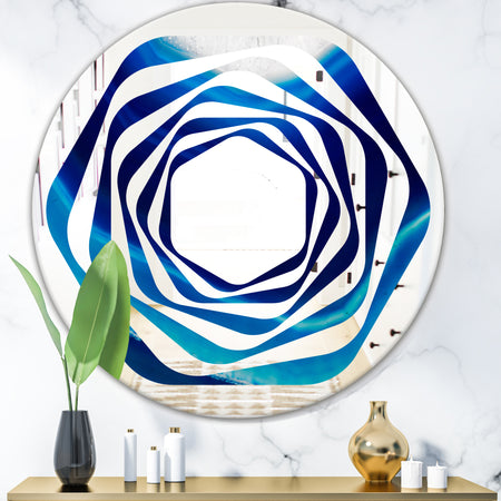 Blue Slice agate crystal - Modern Round or Oval Wall Mirror - Whirl