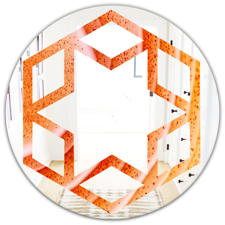 Kazakhstan Red agate macro - Modern Round or Oval Wall Mirror - Hexagon Star