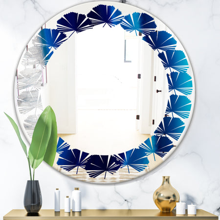 Crystal Stones - Modern Round or Oval Wall Mirror - Leaves