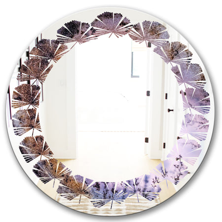 Crystal Dendrite macro - Modern Round or Oval Wall Mirror - Leaves