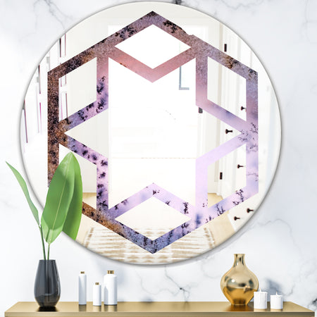 Crystal Dendrite macro - Modern Round or Oval Wall Mirror - Hexagon Star