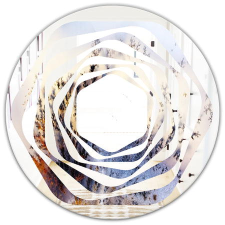 Khazakstan Dendrite crystals macro - Modern Round or Oval Wall Mirror - Whirl