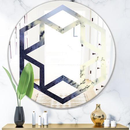 Moss Agate bush - Modern Round or Oval Wall Mirror - Hexagon Star