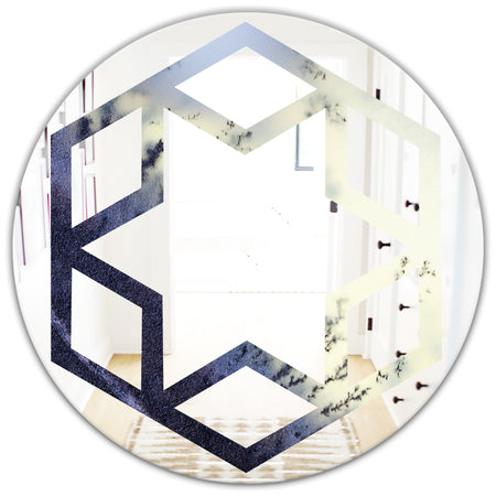 Moss Agate bush - Modern Round or Oval Wall Mirror - Hexagon Star