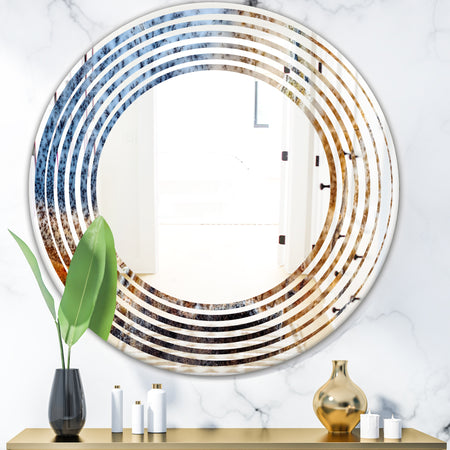 China Moss Agate - Modern Round or Oval Wall Mirror - Wave