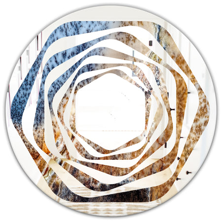 China Moss Agate - Modern Round or Oval Wall Mirror - Whirl