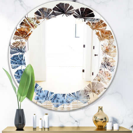 Close Up - Modern Round or Oval Wall Mirror - Leaves