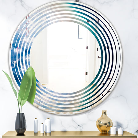 Agate beautiful colorful slices and texture - Modern Round or Oval Wall Mirror - Wave