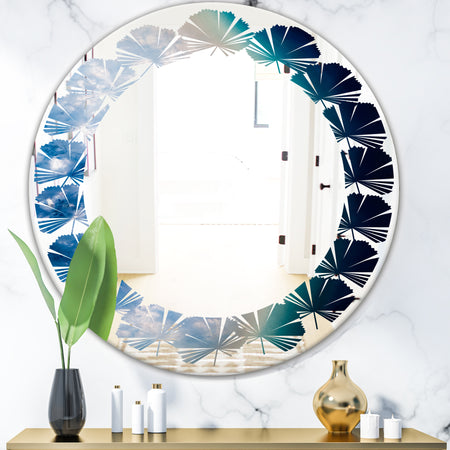 Agate beautiful colorful slices and texture - Modern Round or Oval Wall Mirror - Leaves